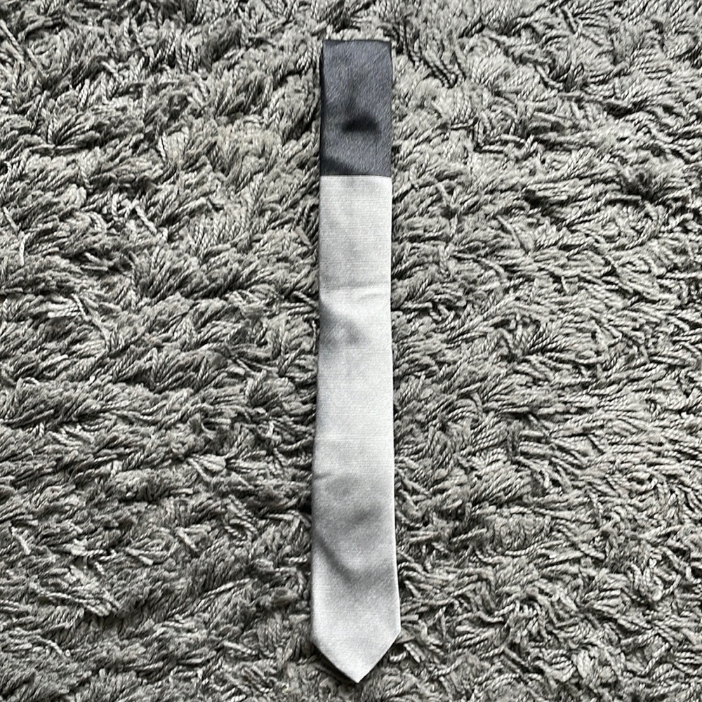Black Grey New Silk Skinny Tie by Tile of Work 2.5”
